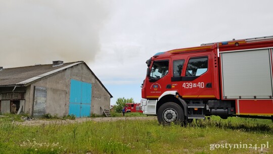 Pożar sterty słomy w Luszynie