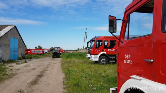 Pożar sterty słomy w Luszynie